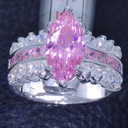 sapphire wedding ring sets Australia - Victoria Wieck Claw Set Marquise Cut Pink Sapphire Simulated diamond 925 Silver Wedding Ring Sz 5-10 257s