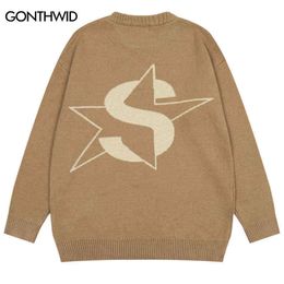 Men's Sweaters Vintage Sweaters Y2K Harajuku Knitted Star Letter Crew Neck Pullover Jumpers Sweaters 2022 Autumn Hip Hop Fashion Casual Sweater T220906