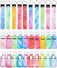 Party Favor Wristlet Keychains Lanyard Chapstick Holder Hand Sanitizer Travel Empty Bottles Set With Metal Ring Key Chain Lipstick Holders