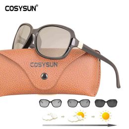 Sunglasses 2021 Luxury lady Photochromic Sunglasses Women Big Frame Polarised women Glasses female shades original oculos with cover T220831