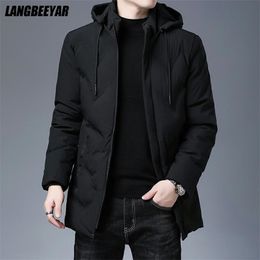 Men's Down Parkas Top Quality Brand Casual Fashion Thicken Warm Men Long Parka Winter Jacket With Hood Windbreaker Coats Mens Clothing 220907