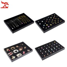 watch trays Canada - Black Velvet Stackable Jewelry Display Trays Necklace Ring Earring Holder Showcase Pendant Watch Storage Jewelry Boxes205O