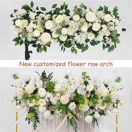 Faux Floral Greenery 100cm 50cm Artificial Wedding Flowers Wall Iron Arch Backdrop Decor Supplies Fake Silk Peony Rose Row Table Centerpiece Arrange 220906