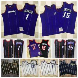 Retro Vince 15 Carter Jersey Tracy 1 McGrady Jerseys Vintage 100% Stitching College Basketball Jersey