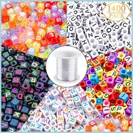 Acrylic Plastic Lucite 1400Pcs Letter Loose Beads Acrylic Alphabet Bead Kit With Elastic String For Diy Jewelry Making Carshop2006 Dhdel