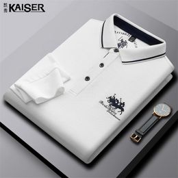 Men's Polos for men Fall Spot Cotton Embroidered Solid Colour Long Sleeve Fitted Fashion Business Shirtpolo homme 220907