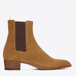 -Designer 2022 New Leather Shoes Boots Cowboy Botas Slim Suede Masculina Boutique Pessoal High Top KanyWest38-46