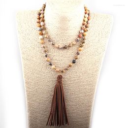 Pendant Necklaces Fashion Bohemian Tribal Long Tassel Yoga Jewellery Crazylace Agat Stone Necklace For Women Lariat