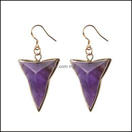 Dangle Chandelier Natural Stone Geometry Shape Earrings Gold Plated Arrow Design For Women Jewelry Drop Delivery 2021 Dhseller2010 Dhajr