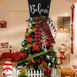 Christmas Decorations Eco-friendly Tree Decoration Classic Plaid Creative Xmas Topper Top Hat Pendant