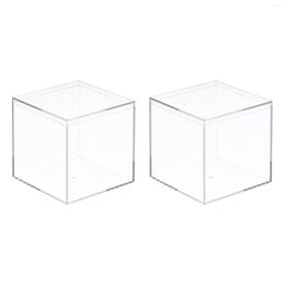 Gift Wrap Uxcell Clear Acrylic Plastic Storage Box Square Cube Display Case With Lid 7.1x7.1x7.1cm Container Pack Of 2