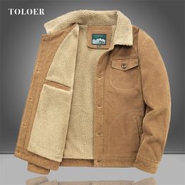 Men's Jackets Winter Mens Corduroy Jacket Fleece Thicken Cotton Liner Casual Parka Coat Men Warm Wool Outerwear Clothing 6XL 220907