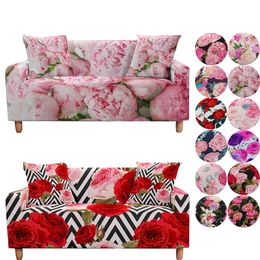 Chair Covers Elastic Sofa for Living Room 3D Rose Flower Print Stretch Slipcover Sectional Couch Corner Valentine Deco 220906