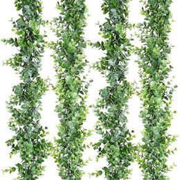 Faux Floral Greenery 3Packs 6ft Artificial Eucalyptus Garland Wall Hanging Fake Plant Vines For Wedding Home Room Garden Decoration Plastic Rattan J220906