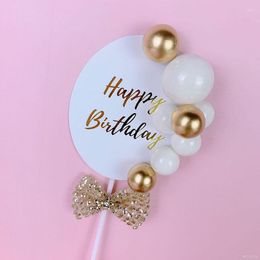 Suministros festivos 1 PPCS Gold White Pearl Letter Love Happy Birthday Cake Topper Decoración de la boda de la boda para baby shower