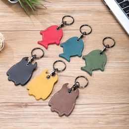 Card Holders Cow Leather Holder Keychain Key Ring Door Lock Access Tags ID Case Bag Tag