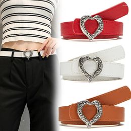 Belts Female Fashion Heart Ring Waist Belt Metal PU Leather Clothes Accessories For Women