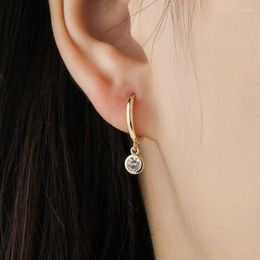 Dangle Earrings 925 Sterling Silver Earring Fashion Zircon Round Short Pendant Circle Ear Ring Bone Trend Wild Female Girl Jewelr