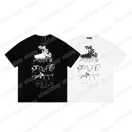 xinxinbuy Men designer Tees Paris chest Gradient flowers print O-Neck short sleeve cotton women black gray XS-L