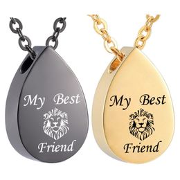 Stainless Steel Water droplets Urns Necklace Cremation Urn Pendant pet lion with heart pendant Memorial Keepsake Jewellery