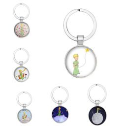 Little Prince Fox Rose Logo sublimation keychain - Elegant Glass Cabochon Pendant Jewelry Gift