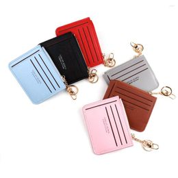 Card Holders 1Pc Multifunctional Multi Slots Zipper Thin Small Holder Wallet Women Soft PU Leather Soild Colour Mini Change Purse
