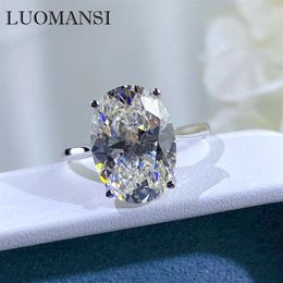 5ct diamond ring UK - Cluster Rings Luomansi 10 5CT Oval Super Flash Big Diamond Ring 100%-S925 Sterling Silver 18K Gold Woman Wedding Engagement Jewelry1987