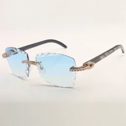 Endless diamond buffs Sunglasses 3524029 with white black textured buffalo horn legs and 58mm Cut Lens Thickness 3.0mm