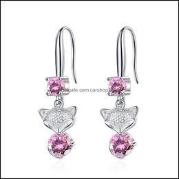 Charm S925 Stamp Sier Plated Crystal Charms Pink Blue White Zircon Earrings Tassel Hook Type Womens Fashion Jewellery Wedd Dhseller2010 Dhykx