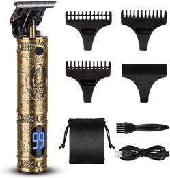 Hair Trimmer Professional For Men Barber Clippers T Blade 0Mm Gapped Edgers Beard Cordless Usb Charging Electric Haircut Topscissors Amzfz