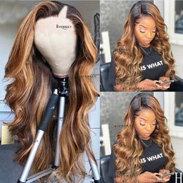Highlight Brown Glueless Loose Wave V Part Wig 100% Human Hair Body Wavy U Shape 250Density Remy Full Machine Made Half Wigs 30'