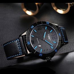 Wristwatches EYKI Brand Men's Sport Watches Japanese Movement Waterproof Leather Strap Quartz Watch Hour Date Calendar Relojes Hombre
