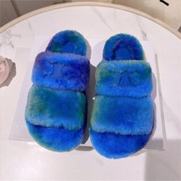 Women Slippers Ladies Wool Slides Triomphe Sandals Girl Flip Flop Slipper Luxury Designer Winter Fur Fluffy Furry Warm Letters Comfortable Fuzzy Slippers size 35 - 40