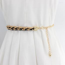 Belts Women's Pearl Beaded Waist Chain Metal Thin Slim Body Belt Girls Female Fashion Dress Decoration Waistband