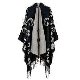 Shawls 2Pc Women Cape Poncho Woman Ponchos Capes Autumn Winter Shawl Cloak Shawls Imitation Cashmere Wraps Pashmina Scarves Lulubaby Dhn4F