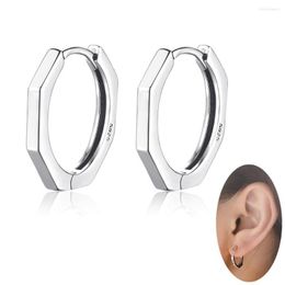 Hoop Earrings CF Fashion 925 Sterling Silver Geometric Black Gun Plated Octagon Shape Earring Hoops Simple Ear Buckle Unisex