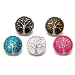 Other Snap Button Jewellery Components Enamel Tree 18Mm Metal Snaps Buttons Fit Bracelet Bangle Noosa Z02039 Drop Delivery Dhseller2010 Dh3Ue