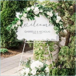 Party Decoration Party Decoration Custom Acrylic Wedding Sign Painted Welcome Brushed Back Personalized Signparty Drop Delivery 2021 Dh31A