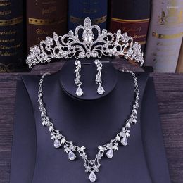 Wedding Jewelry Sets Luxury Bridal For Women Rhinestone Tiaras Crown Earrings Necklace Prom Set