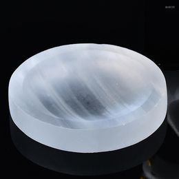 Decorative Figurines 1PC 100% Natural Selenite Bowl Plate Rough Carved Quartz Crystal Grid Fengshui Mineral Chakra For Home Decor Healing