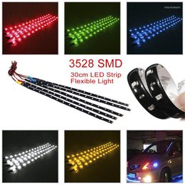 Strips 2PCS LED Strip SMD3528 Waterproof Flexible 30CM Red Green Blue White Warm Super Bright Car Styling Decor Stickers Lamp