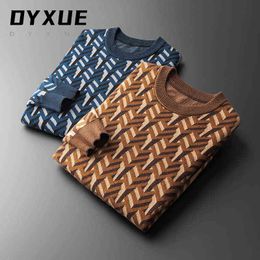 Men's Sweaters 2021 new autumn winter classic simple jacquard brand luxury Casual men's Pullover Sweater wool warm Crew Neck Sweater T220906