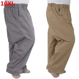 Men's Pants Plus size 8XL 11XL 12xl middle-aged men's summer thin elastic band high waist cotton casual trousers Dad oversize 9XL 8XL 7XL 220907