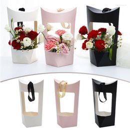 Gift Wrap 1pc White/Pink/Black Flower Packing Box Paper Package Mother's Day Wrapping Party Candy Cake Cookies Pouch Bag