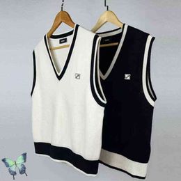 Men's Sweaters WE11DONE Stitching College Wool Sleeveless Vest Knitted Sweater Men Women Patchwork WELLDONE Vest T220906