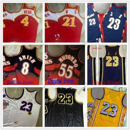 Stitched Retro Basketball Jerseys 8 Smith 55 Mutombo Red Blue White Black Yellow High Quality Jersey