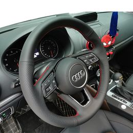 private Custom Leather Suede hand sewn steering wheel cover 13-22 For Audi A6 Q5 Q3 A4 A3 Q2