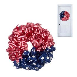 Decorative Flowers Wreaths American Flag Memorial Garland Fourth Of July Decor Day Patriotic For Home Wall T220905