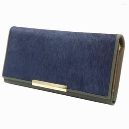 Wallets 100% Genuine Leather Women's Wallet Female Long Card Holder Fashion Real Horse Hair Clutch Bag