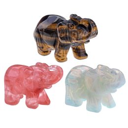 Stone Healing Crystal Stones Elephant Figurines Reiki Gemstone Crafts Statues Gifts Collectible Decor For Home Office Desk Mjfashion Amgbq